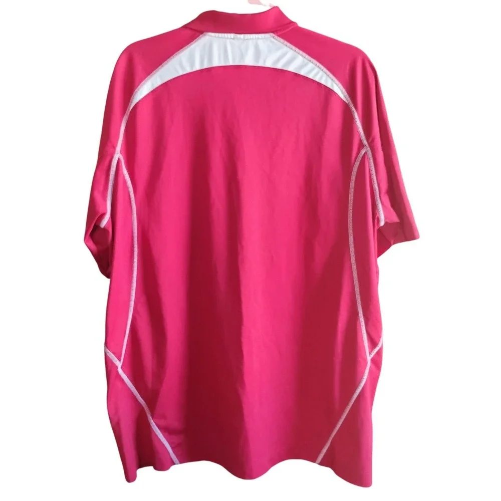 Nike Golf Dri-FIT Polo Shirt Mens XL Pink White Piping‎ Short Sleeve 400240-651